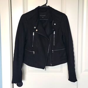 Banana Republic Vegan Suede Moto Jacket, Black, XS
